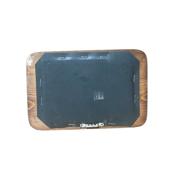 Vintage Wood framed mirror picture. House with Mill. Wall decor. - Picture 5 of 5